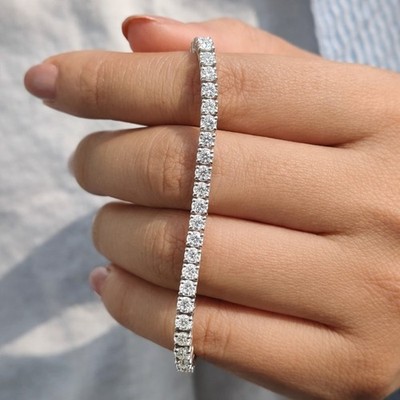 Moissanit Diamant Tennis Armband 5,6ct Top Glitzer VVS1 D Farbe S925 