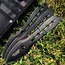 Set of 3 All Black Defender Throwing Knives with Sheath