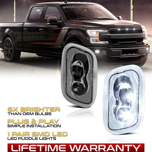 [BRIGHT WHITE] For 15-22 F150/17+ F250 F350 LED Tow Mirror Puddle Light Lamp SET