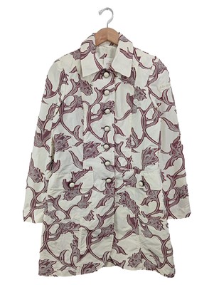 AIRFIELD Damen Trenchcoat Gr. 36/S Weiß Blumenmuster Elegant Vintage