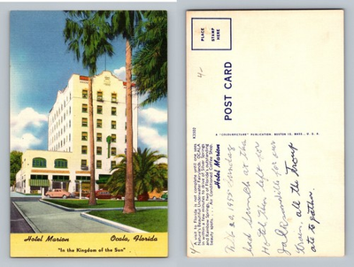 #ad #ad Ocala FL Florida Hotel Marion Downtown Building Vintage c1955 Postcard $0.99