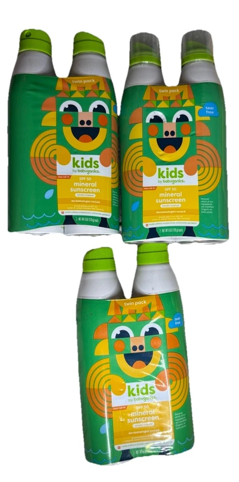 Lote De 6 Babyganics Niños FPS 50+ PROTECTOR SOLAR Spray Continuo Ancho 6 OZ ¡SELLADO! Foto 2 de 4