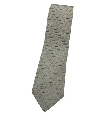 HUGO BOSS Men's Silk Modacrylic Necktie LUXURY Tie Beige Wave W:3.6'' EUC