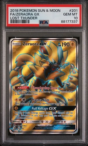 Pokemon Zeraora Gx Lost Thunder Full Art 201/214 PSA 10 Gem Mint