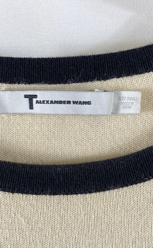 T by Alexander Wang Women's Black Cream Colorblock Knit Dress Long Sleeve Sz S - Bild 3 von 5