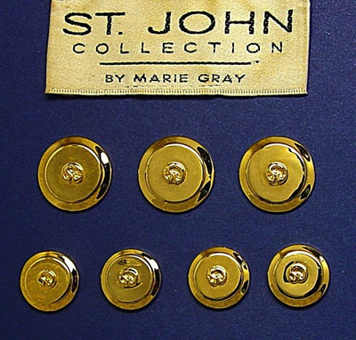 #ad #ad ST JOHN Replacement Button 7 Gold Tone Solid Metal Signature logo Good Used Cond $44.95