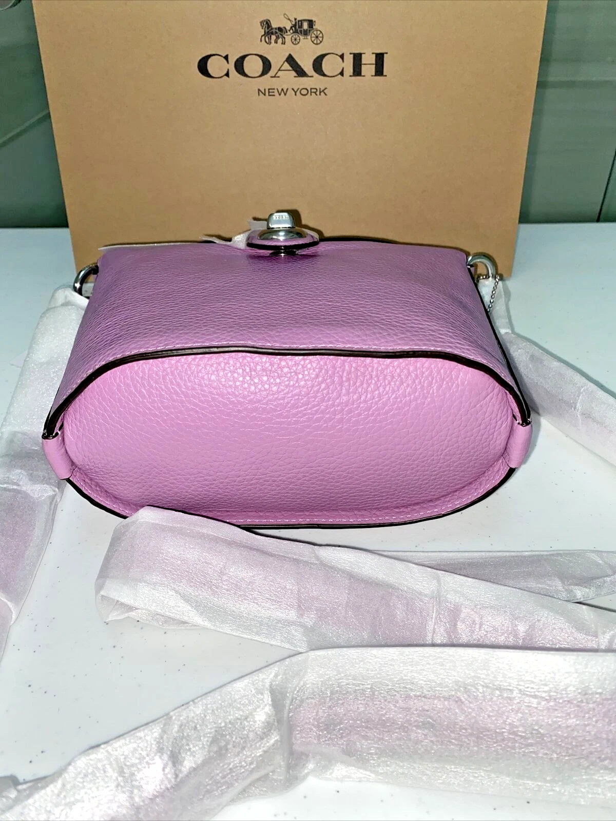 Borsa a tracolla Coach Addie in pelle in pelle orchidea viola in pelle di ciottoli C2814 Nuova con etichette