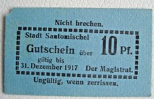 Notgeld Stadt Santomischel (Posen/Polen:Zaniemyl) Gutschein 10 Pf. 1917 (1896)