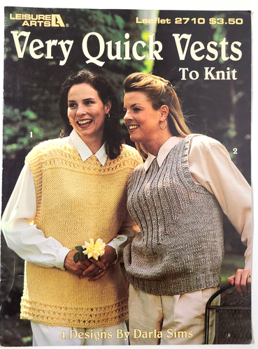 Leisure Arts Very Quick Vests to Knit Knitting Patterns 4 Designs Leaflet #2710 - Picture 2 of 3