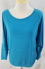 New Lole Womens Pullover Top Aqua Blue Long Sleeves Cotton Blend Medium