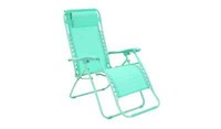 Argos Home Sun Lounger Folding Metal Zero Gravity Garden Recliner Teal 4194644