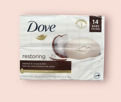Dove Restoring Coconut & Cocoa Butter ¼ Moisturizing Cream 14 Bars Soap 52.5oz