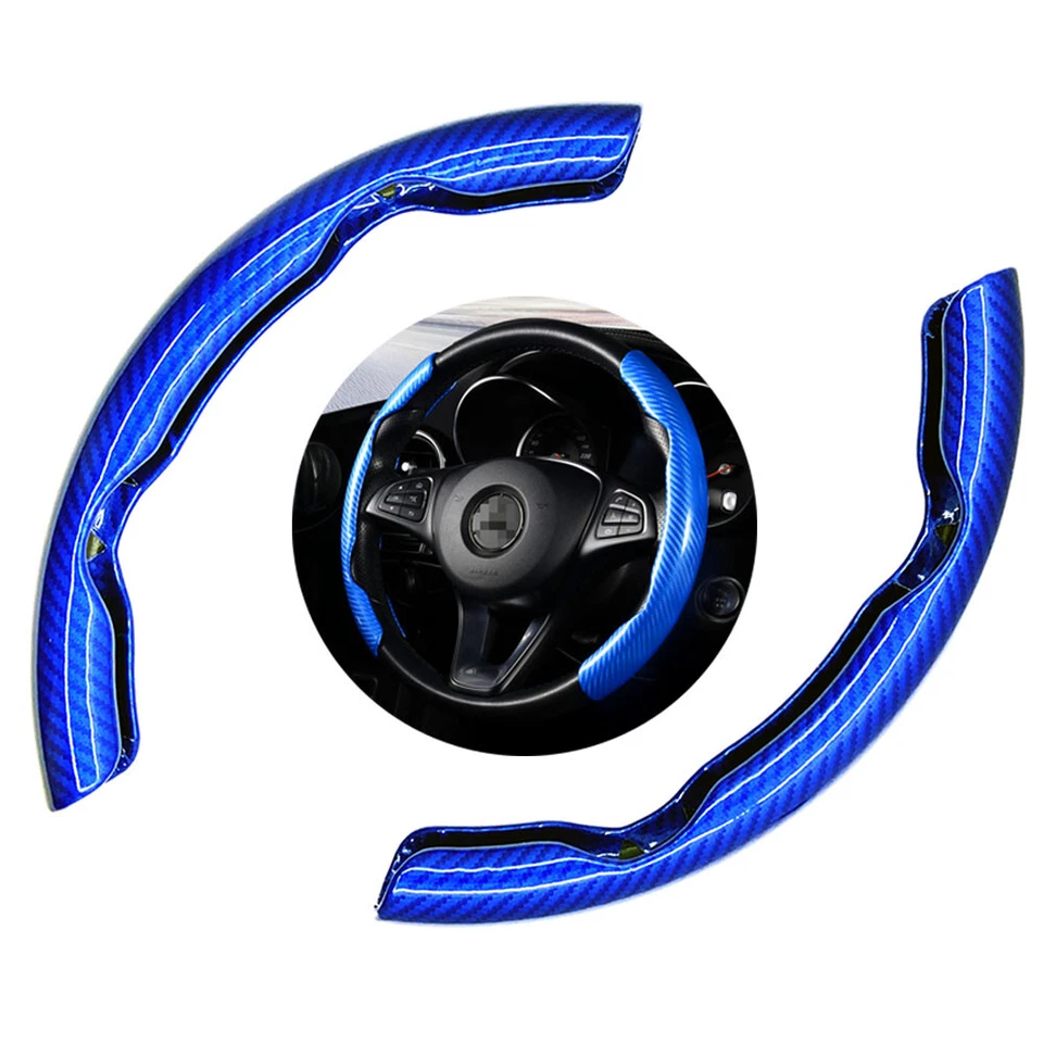 For Toyota Carbon Fiber Car Steering Wheel Booster Cover Non-Slip Accessory Blue - Image 3 of 4