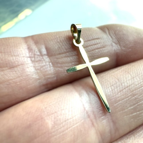 Cross Pendant, Solid 14K Gold, Christian Religious Jewelry for Women, Gift - Picture 3 of 5