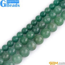 Green Aventurine Jade Beads Natural Faceted Stone Round Loose Jewelry Making 15"