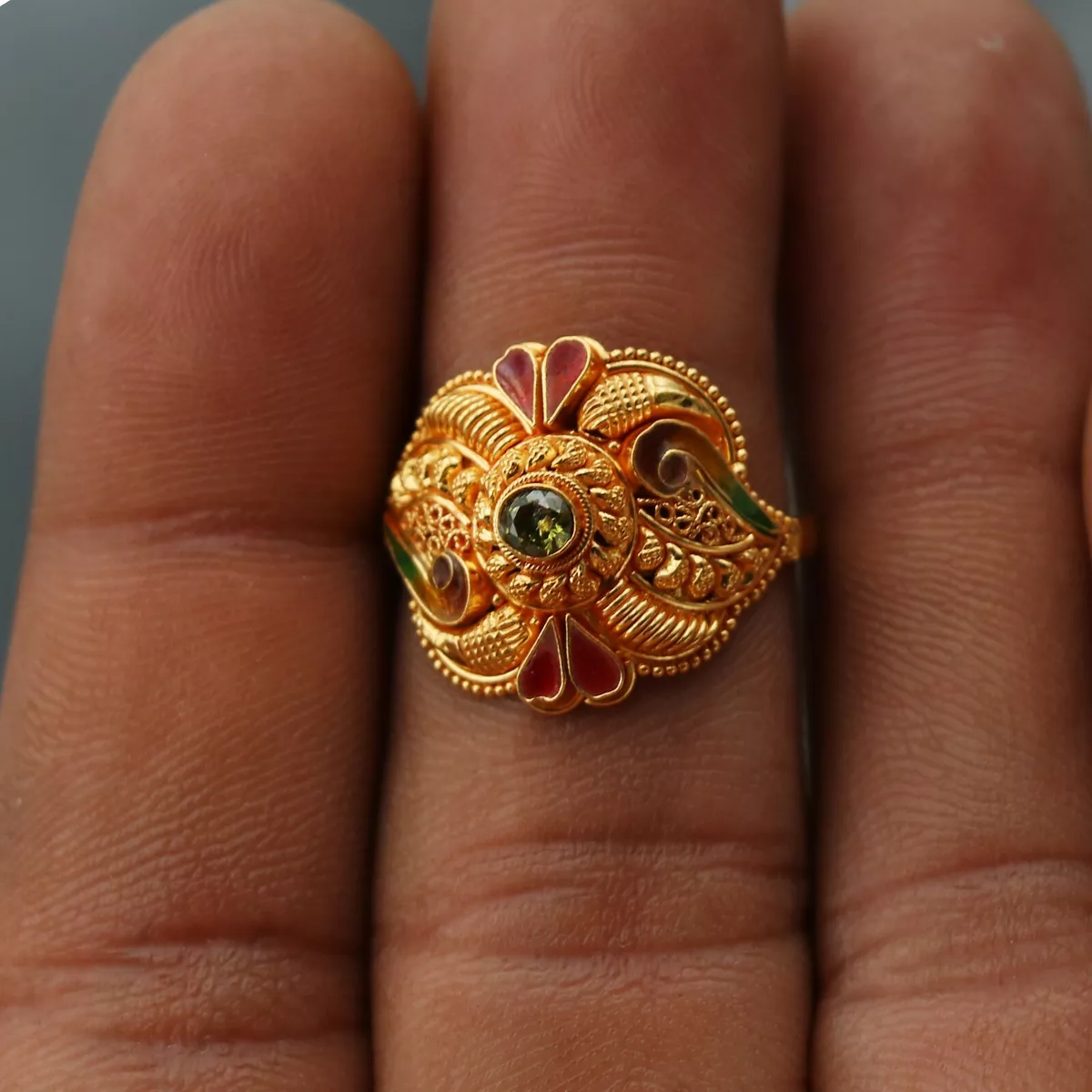 22 Karat Fine Gold Ring, 22ct Gold Ring, Indian Handmade Party Wear Jewelry  | eBay
