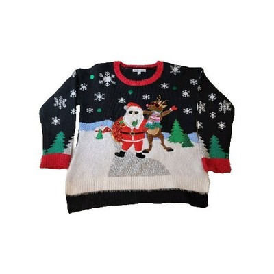 Celebrate Together 3D Santa Dressed  Winter Christmas Ugly Sweater Large Holiday