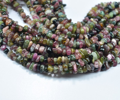 Natural Multi Tourmaline Smooth Uncut Chips Gemstone Beads 4.5-5mm 16'' 1 Strand