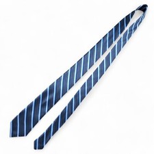 Bespoke New York Brand Necktie Blues Striped Polyester Tie 59.5" L - 3" W