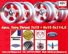 4 cerchi Torq Thrust 7x15 8x15 5x114 Buick Chrysler Dodge Ford Lincoln Mercury