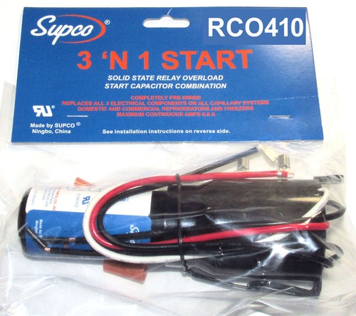 SUPCO RCO410 Start Kit 3 N 1 Relay Overload Start Capacitor 14 to 13 HP 120V