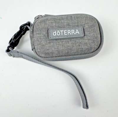 New DoTerra Gray Hard-Shell Zip Case Keychain Holds 8 Mini Essential Oil Bottles
