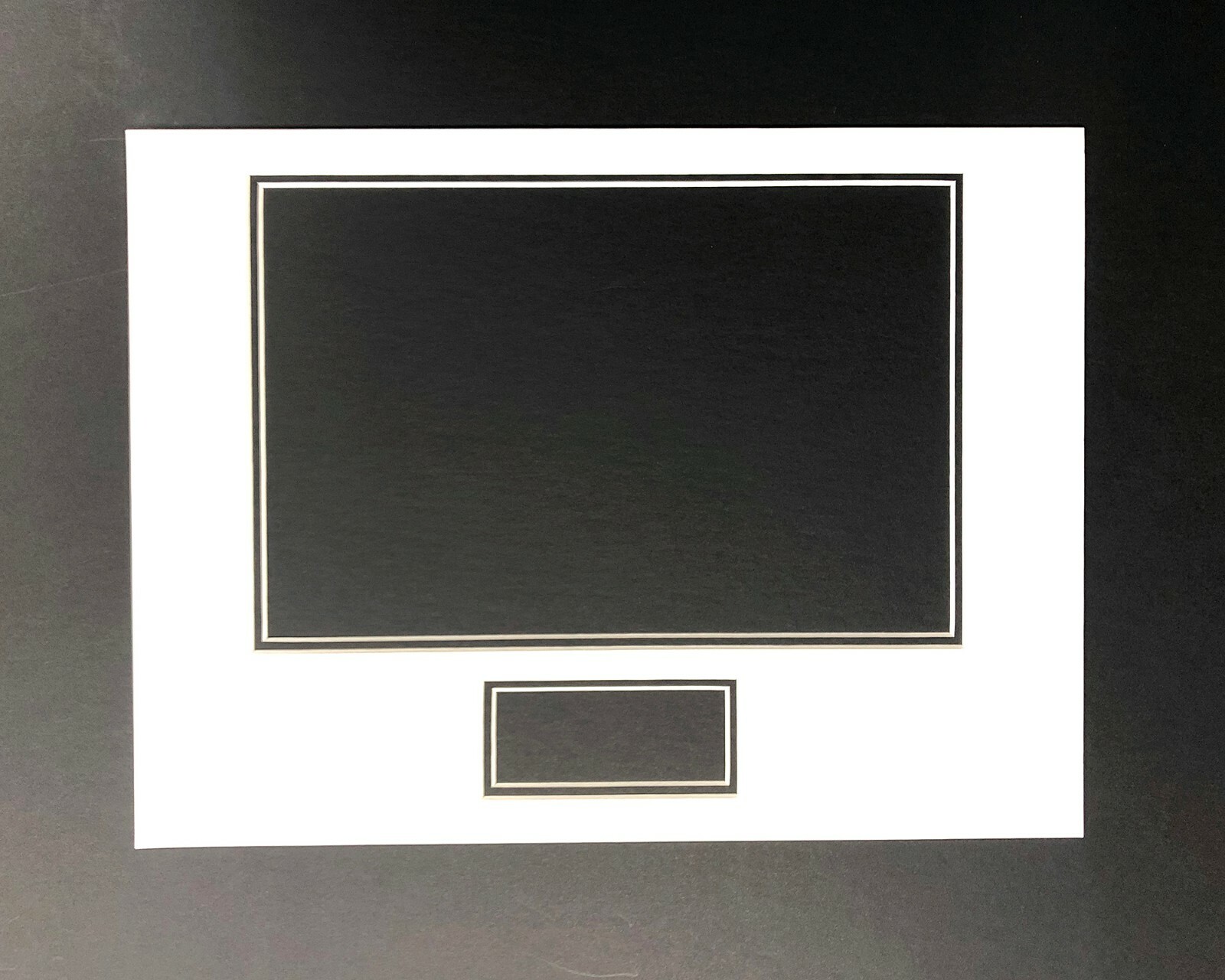 20x16 inch Double Mount - 14x11 Window + 100x40mm text box - Aperture Bevel Cuts
