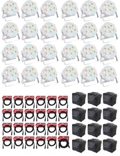 24) Rockville FHB-118 LED RGB DMX LED PAR Can Wash Lights+(24) Cables+Bags