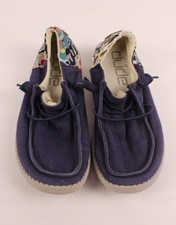 Hey Dude Wendy Funk Crafted Chambray Navy Women's Size 8 Slip on Casual Shoes