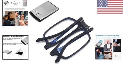 Folding Reading Glasses in Durable Case, Blue Light Protection 2.0x - Bild 2 von 8