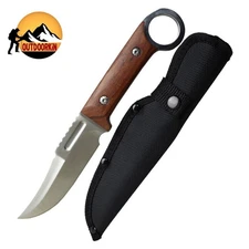 9.5" Fixed Blade BOWIE Hunting SURVIVAL Knife Full Tang WOOD Handle + Sheath