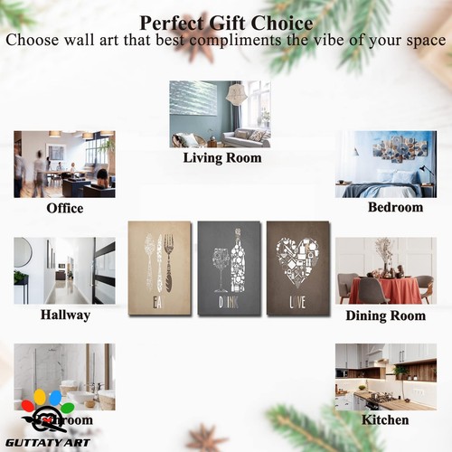 3 Pieces Dining Room Kitchen Canvas Wall Art, Dining Room Quotes Pictures for... - Picture 7 of 7
