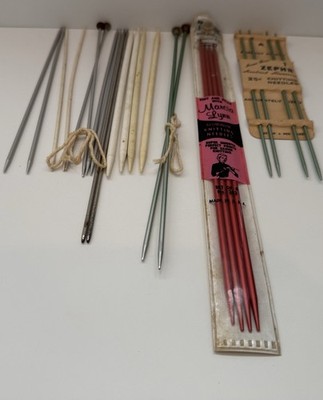 Lot Of 12 Knitting Needles, Mixed Sizes And Brands