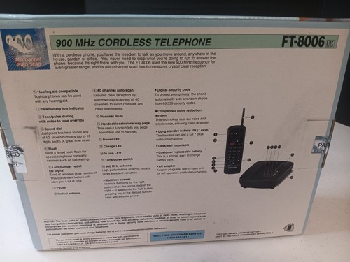 NEW VINTAGE 80s Toshiba FT-8006 Cordless Telephone & Answering Machine 900mhz - Picture 5 of 7
