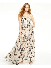 SAY YES TO THE Womens Beige Sleeveless Formal Fit + Flare Dress Juniors 0