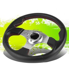 320mm 6-bolt Universal Red Stitching Silver Lightweight Steering Wheel Whorn