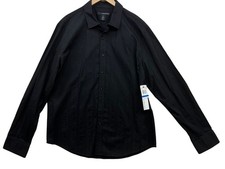 Calvin Klein Jeans Mens Cotton Button-Down Shirt Long Sleeve Size XL Black Strip