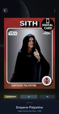 75cc EMPEROR PALPATINE TOPPS CHROME 2025 1975 TRIBUTE Star Wars Card Trader
