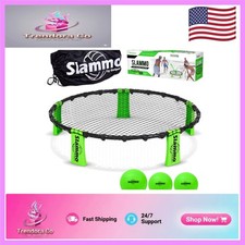 Slammo Game Set - Complete 3 Ball Roundnet for Beach  Lawn Fun - Easy Setup