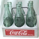 Vintage COCA-COLA - 6 Pack Bottle Carrier/Caddy W/ Various  Hobbleskirt Bottles