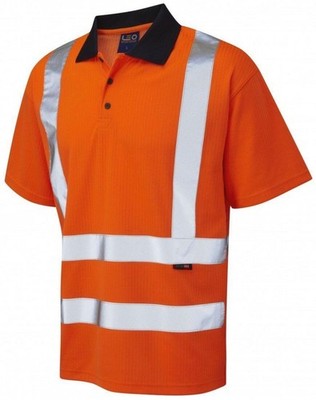Leo CROYDE Recycling Sustainable Comfort High Visibility Orange Poloshirt P01