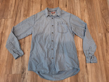 Wrangler Western Shirt Mens M Chambray Blue Long Sleeve Button Down Cowboy Rodeo