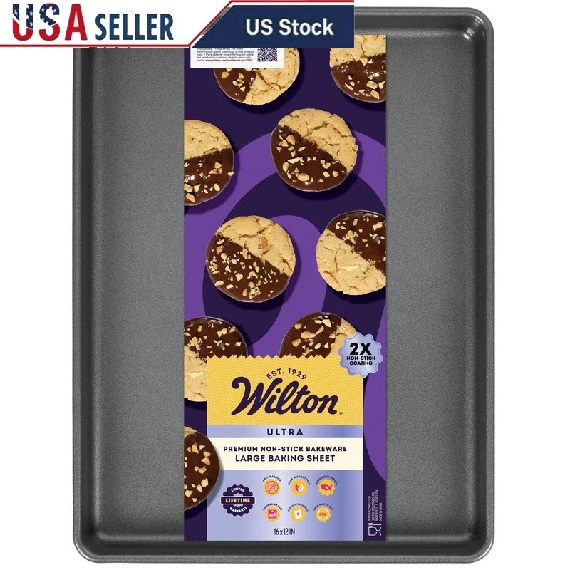 Non-Stick Large Cookie Sheet Baking Tray Carbon Steel Oven Safe 450F Durable New