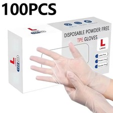 GLOVEMAN Disposable Clear Vinyl Powder & LATEX FREE Gloves Small-XL 100