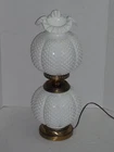 VINTAGE FENTON 23" WHITE MILK GLASS HOBNAIL GONE WITH THE WIND LAMP WORKS READ