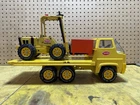 Tonka 1970s Vintage Cab Over Flat Bed Truck With Fork Lift And One Bin Set