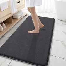 OLANLY Thick Memory Foam Bathroom Runner Rugs 47x20, 47" X 20", Dark Grey