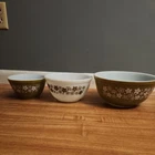 Vintage Pyrex Spring Blossom Mixing Bowl Set of 3 Green Crazy Daisy 401 402 403