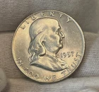 1957 D Ben Franklin 90% Silver Half Dollar Brilliant Uncirculated Free Shipping