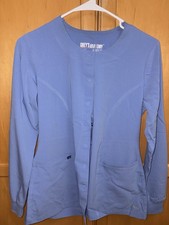Grey's Anatomy Scrub Jacket Ceil Blue Snap Button Up Women's X-Small Pockets